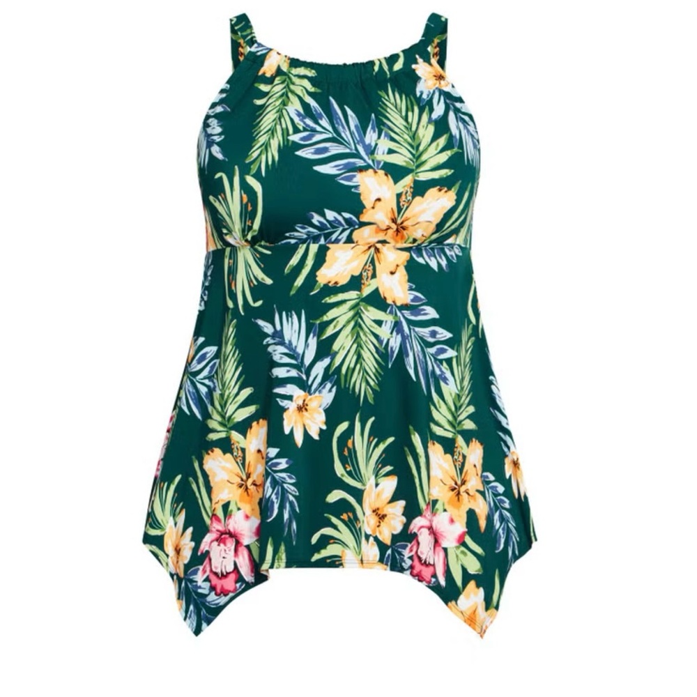 Avenue Plus Size Handkerchief Print Tankini Top